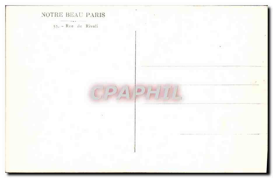 CPA Paris Notre Beau Rue de Rivoli — Rückseite