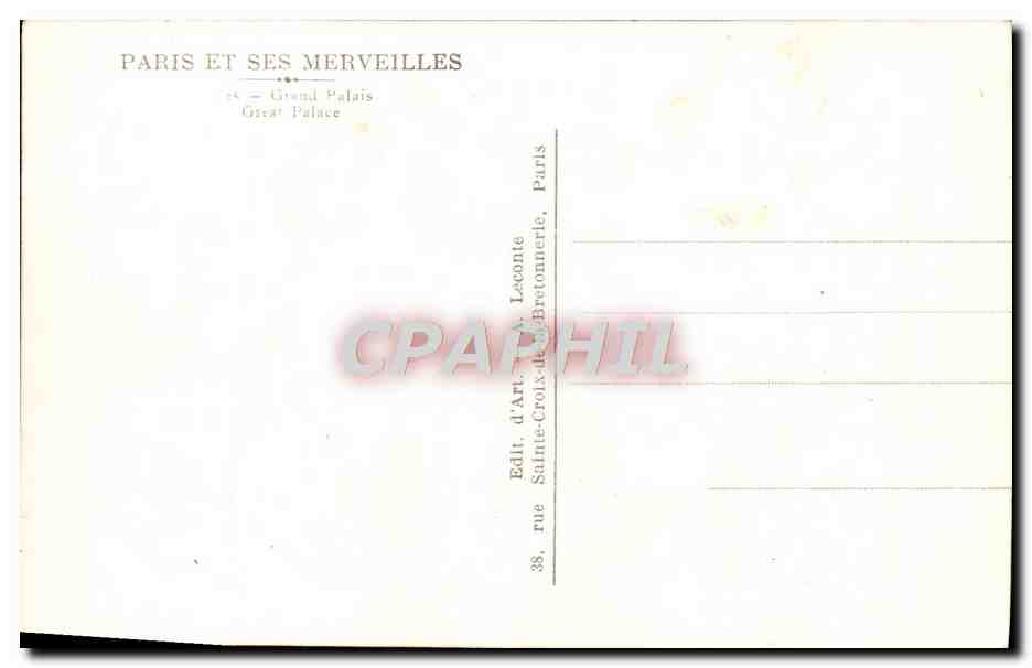 CPA Paris Grand Palais  — Verso
