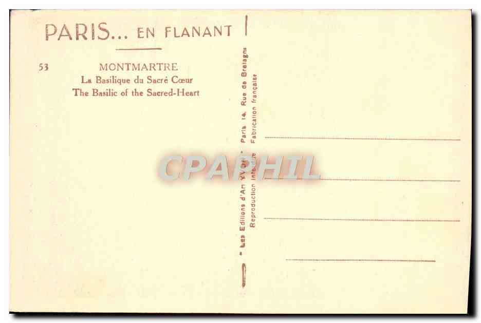 CPA Paris Basilique du Sacre Coeur de Montmartre  — Rückseite
