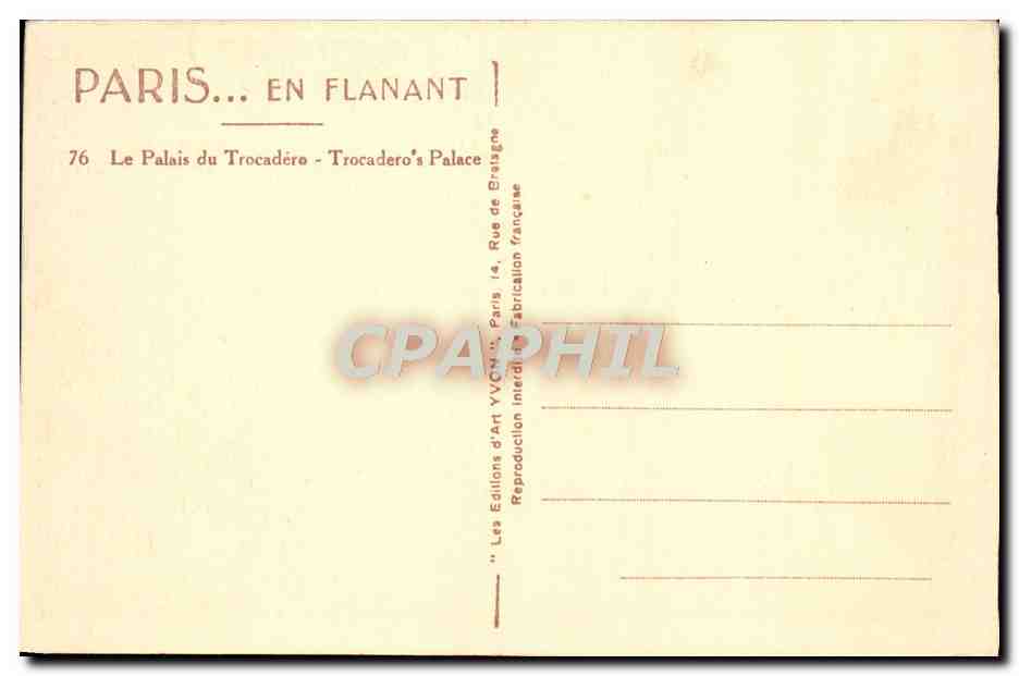 CPA Paris En Flanant Le Palais du Trocadero — Verso