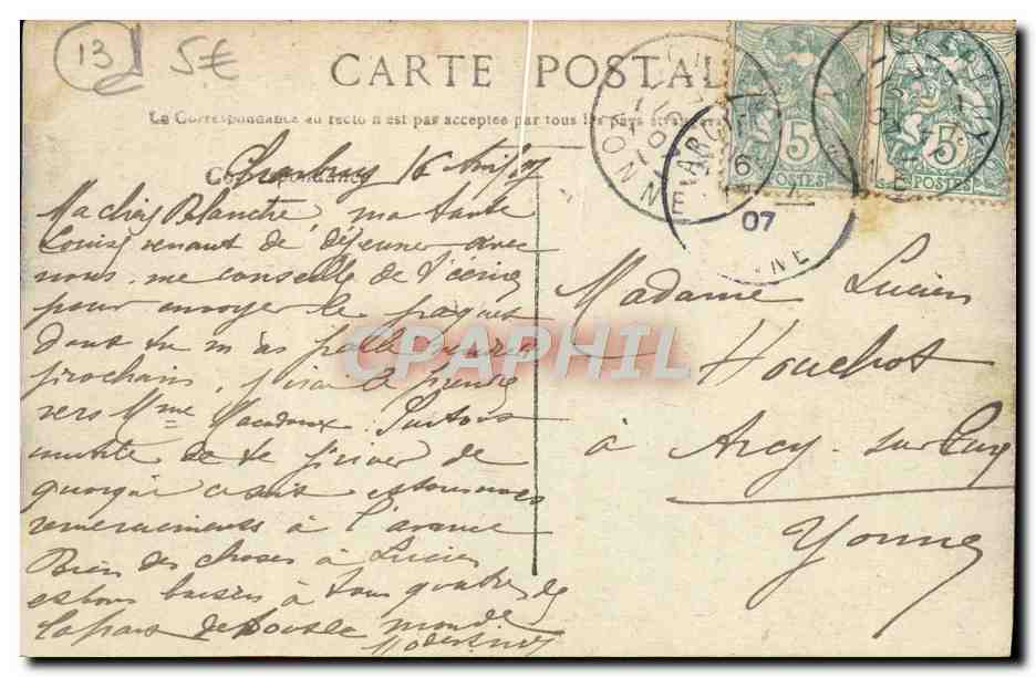 CPA Marseille Entree Du Vieux Port — Verso