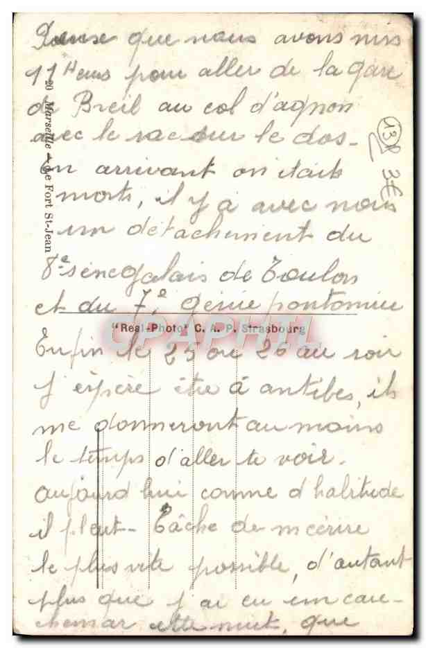 CPA Marseille Le fort St Jean — Verso