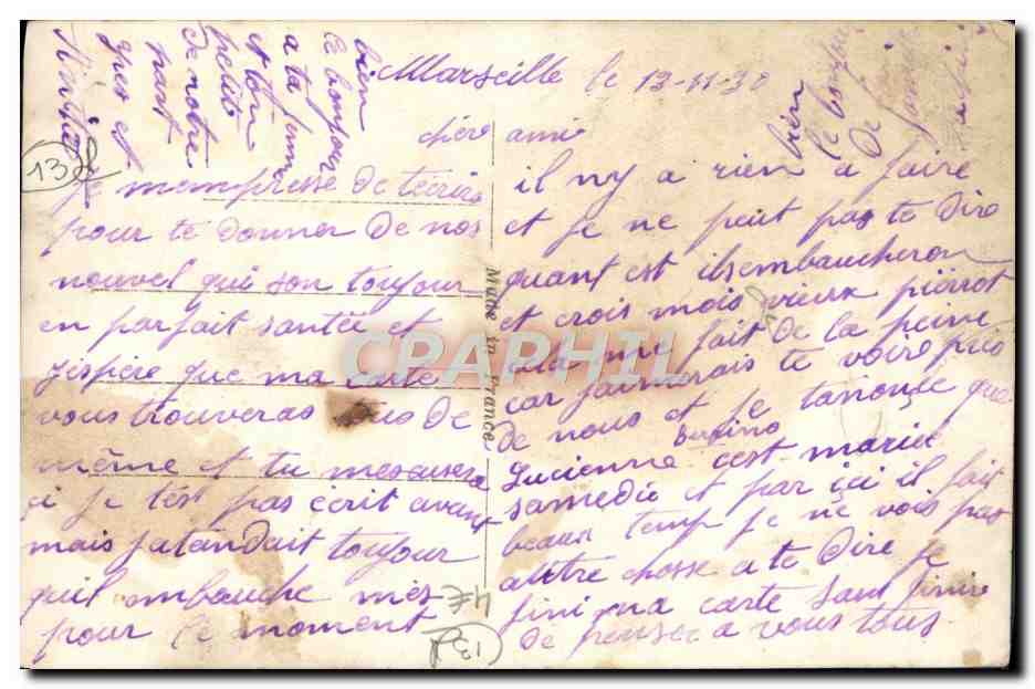 CPA Marseille Fort St Jean  — Verso