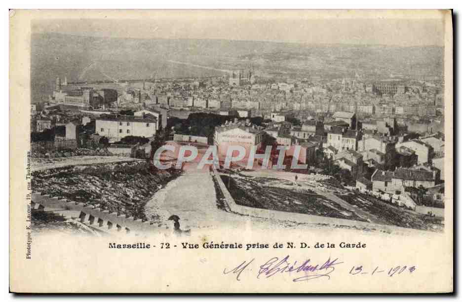 CPA Marseille Vue Generale Prise de Notre Dame De la Garde