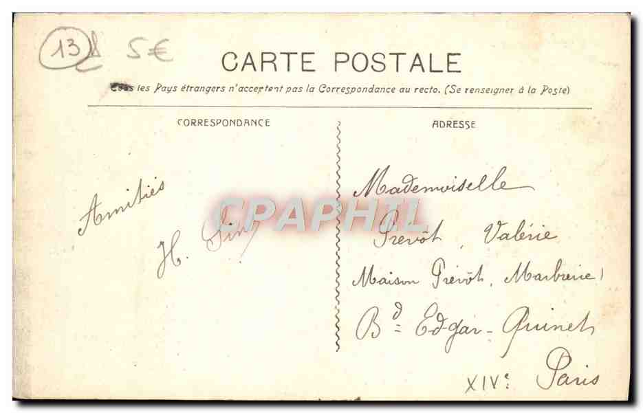 CPA Marseille Le Fort Saint Jean — Verso
