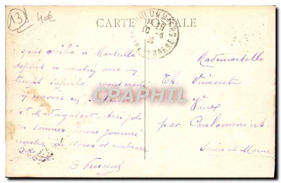 CPA Marseille Le Fort Saint Jean La Cathedrale — Verso
