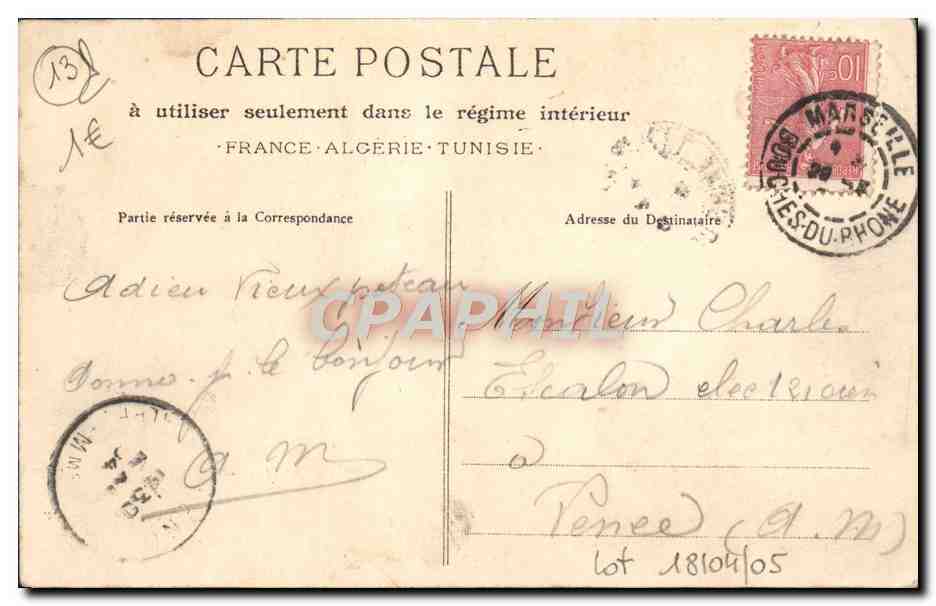 CPA Marseille Le Fort Saint Jean  — Verso