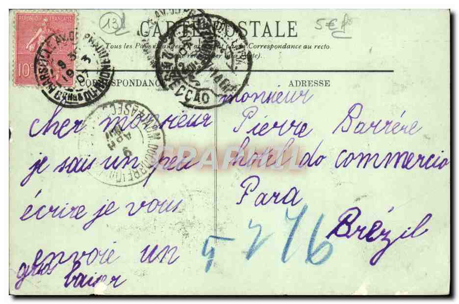 CPA Marseille L'anse du prophete et le restaurant Roubion — Verso