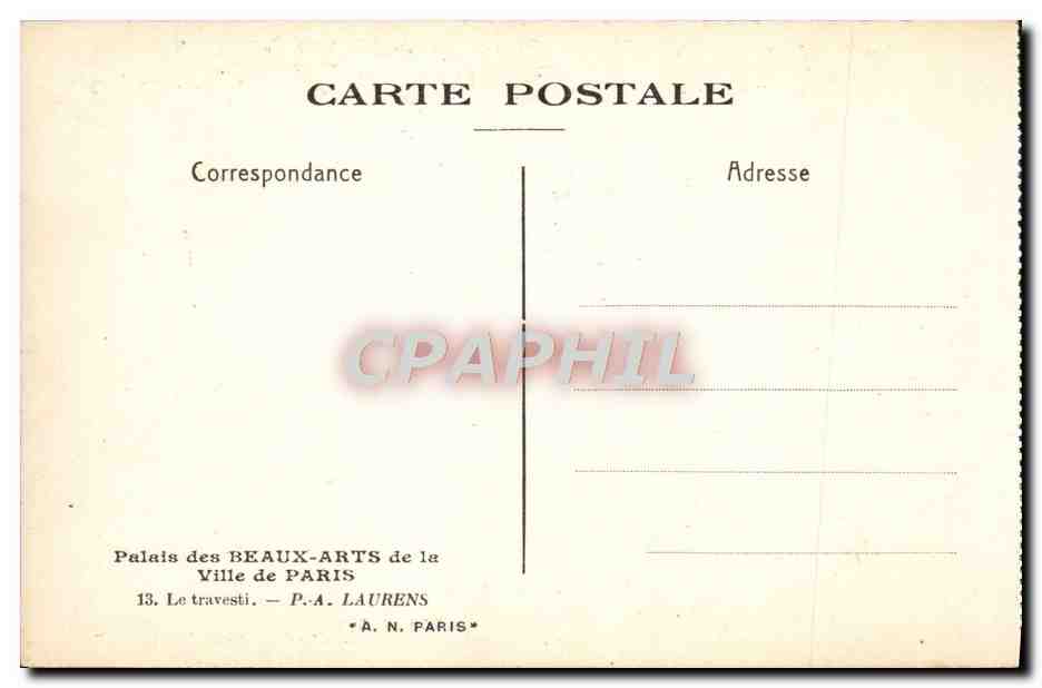 CPA Palais des Beaux Arts de la Ville de Paris Le travesti Laurens  — Verso