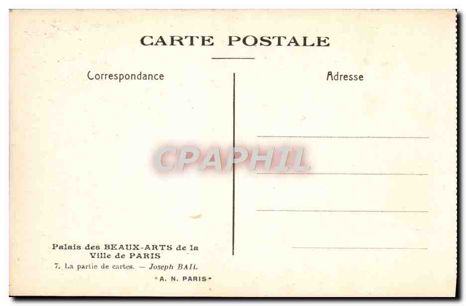 CPA Palais des Beaux Arts de la Ville de Paris La partie de cartes Joseph Bail — Verso