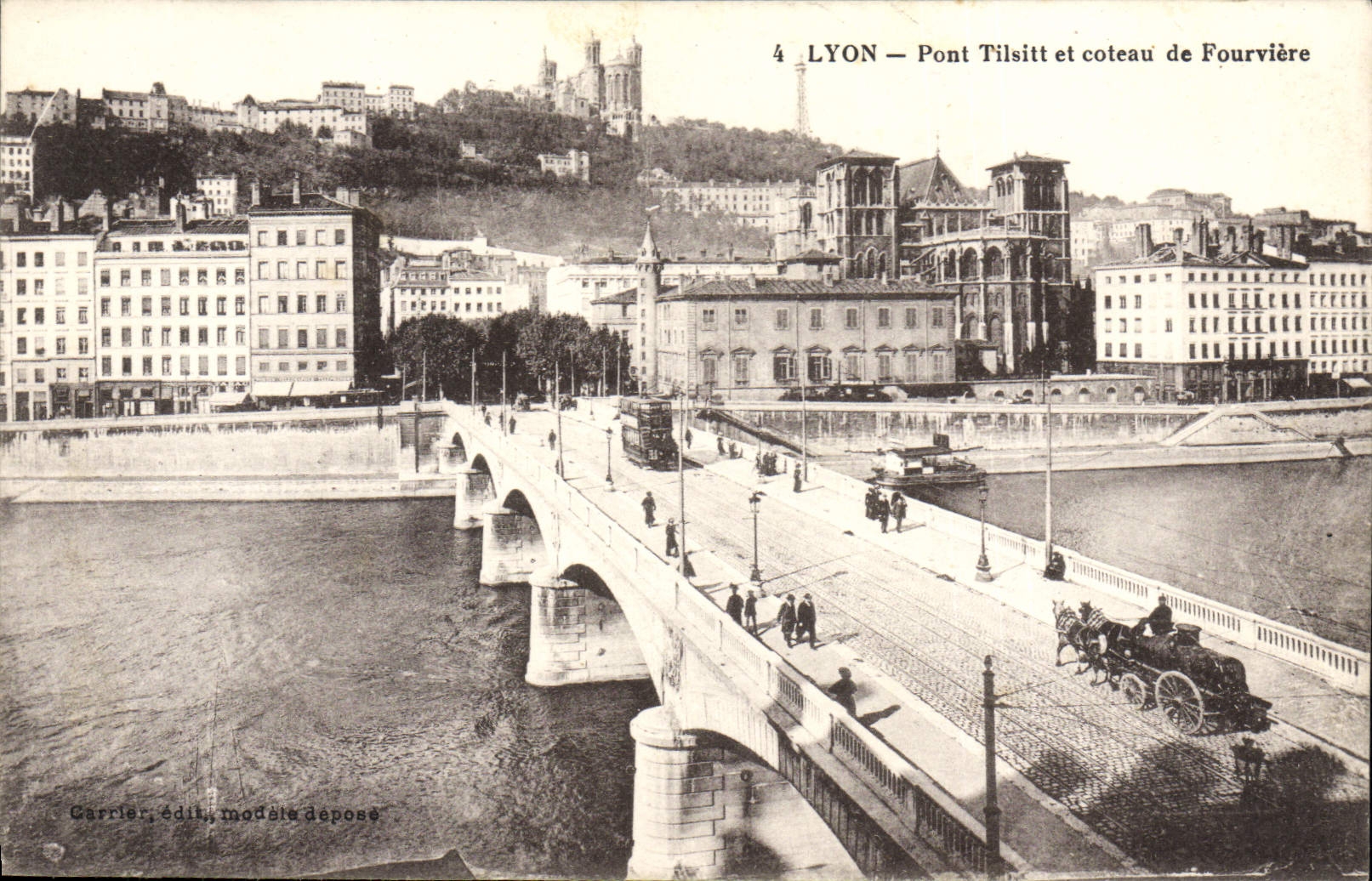 LYON — Pont Tilsitt et coteau de Fourvière — Carrier, édit. modèle déposé