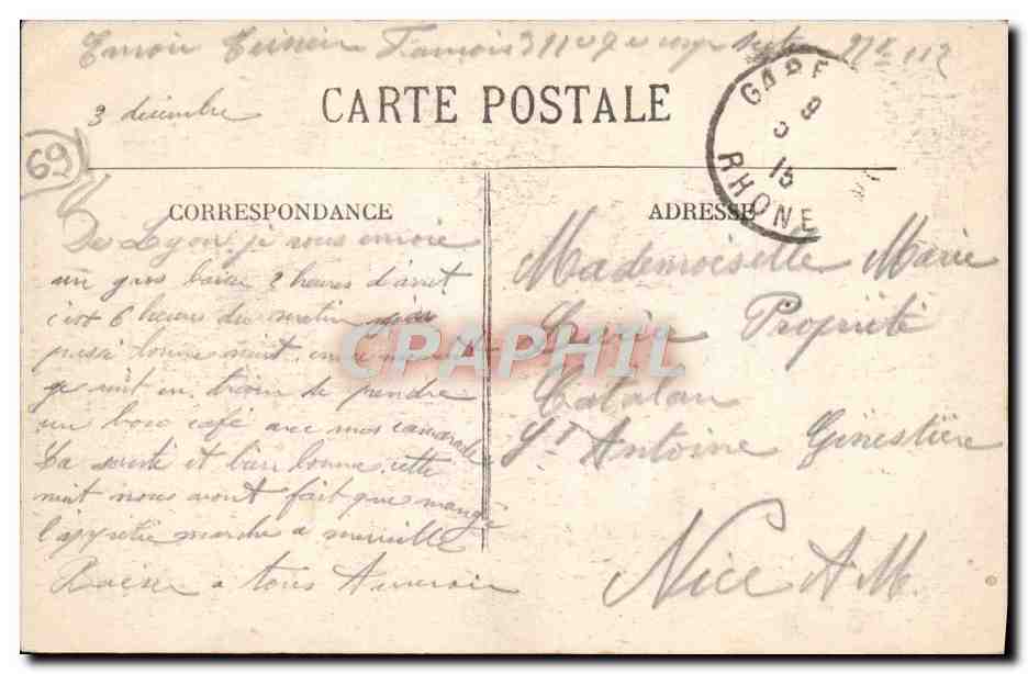 LYON — Monument Carnot et Rue de la République — E.R. n°172 — Verso