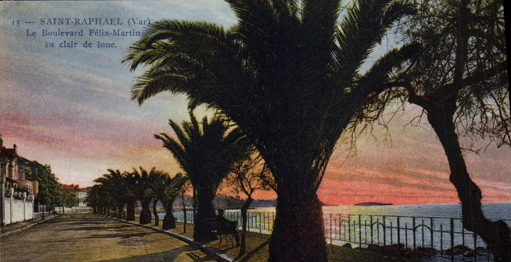 Saint-Raphaël (Var) — Le Boulevard Félix-Martin au clair de lune — Photocoleur A.D.L.A. (A.M.), Nice