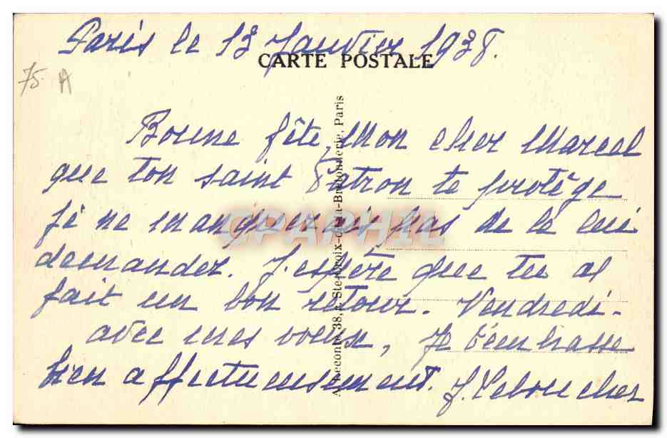 CPA Paris Sainte Chapelle et Palais de Justice — Verso