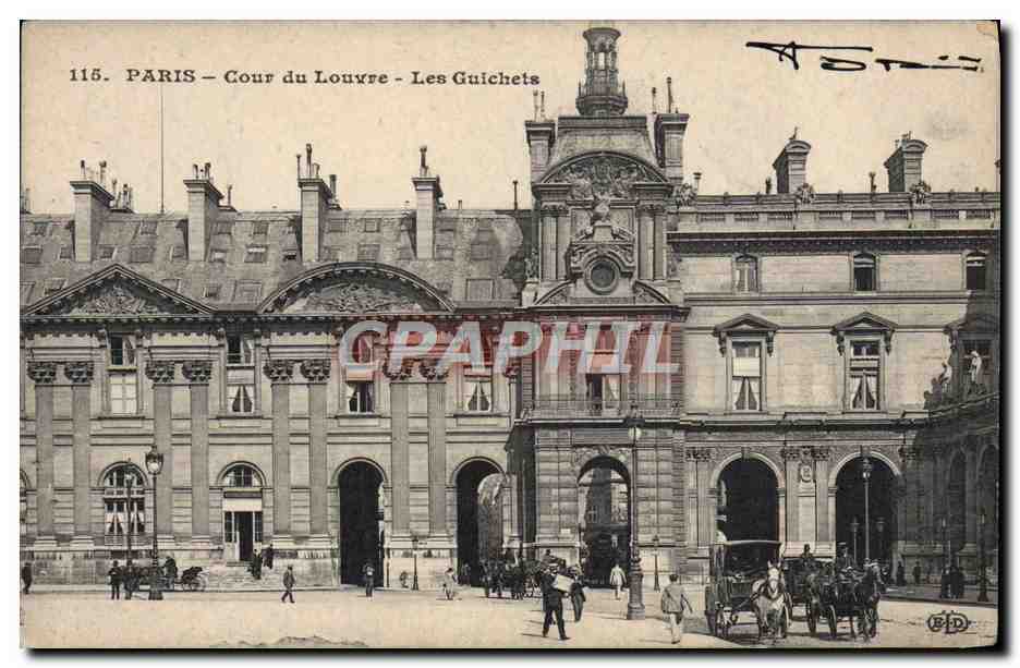 CPA Tour Paris Cour du Louvre Les guichets