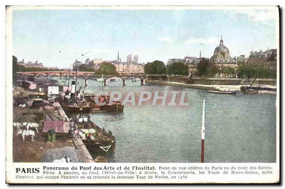 CPA Tour Paris Panorama du Pont des Arts et de l'Insitut