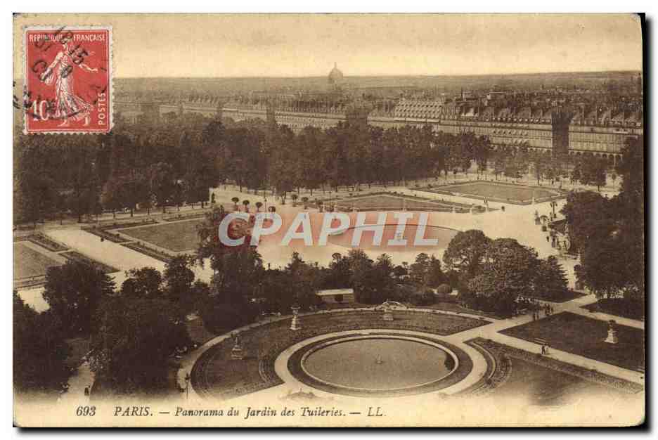 CPA Tour Paris Panorama du Jardin des Tuileries