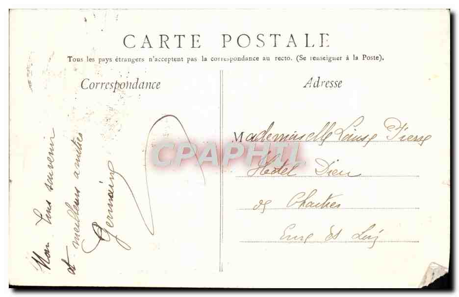 CPA Paris La Conciergerie — Rückseite