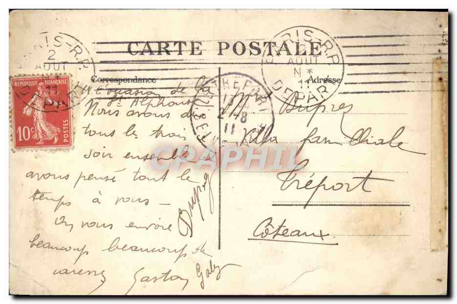 CPA Paris L'Hotel de Ville — Rückseite