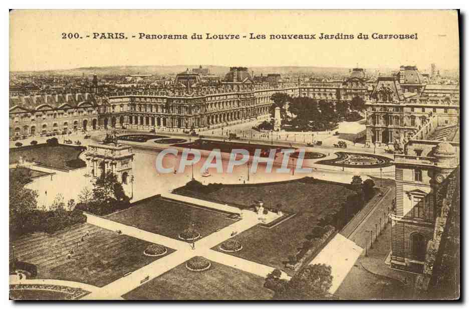 CPA Paris Panorama du Louvre les Nouveaux jardins du Carrousel