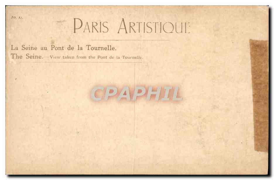 CPA Paris La Seine au pont de la Tournelle — Rückseite