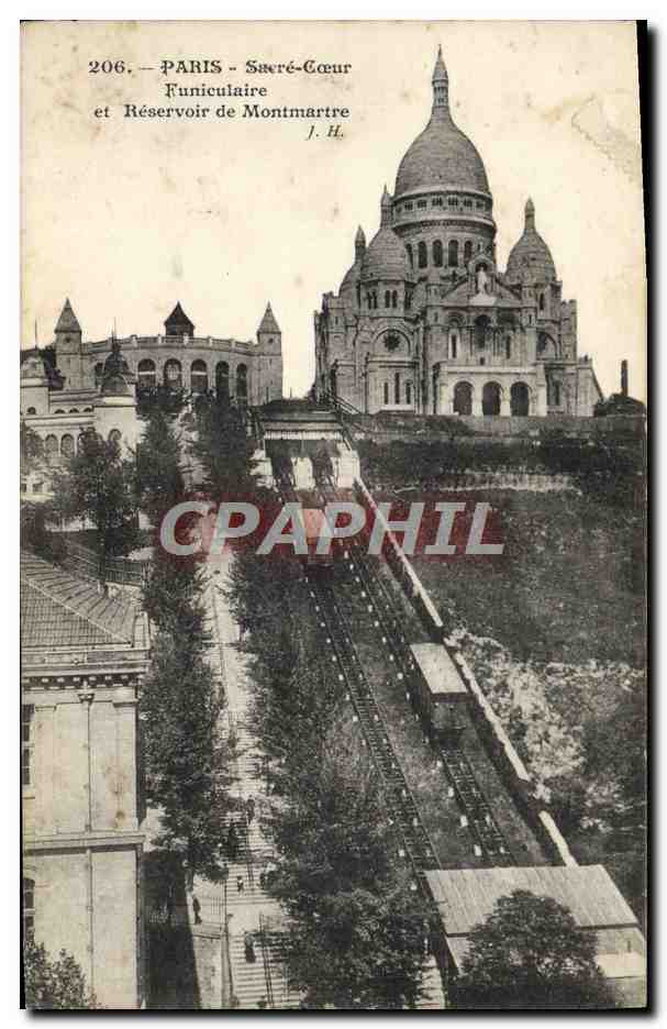 CPA Paris Sacre Coeur Funiculaire et reservoir de Montmartre 