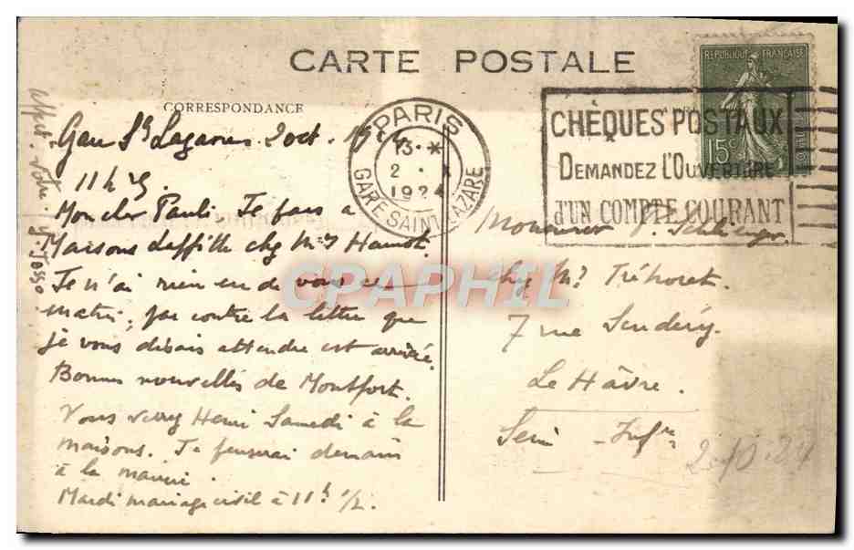 CPA Paris La Tour Eiffel Bateau Peniche  — Rückseite