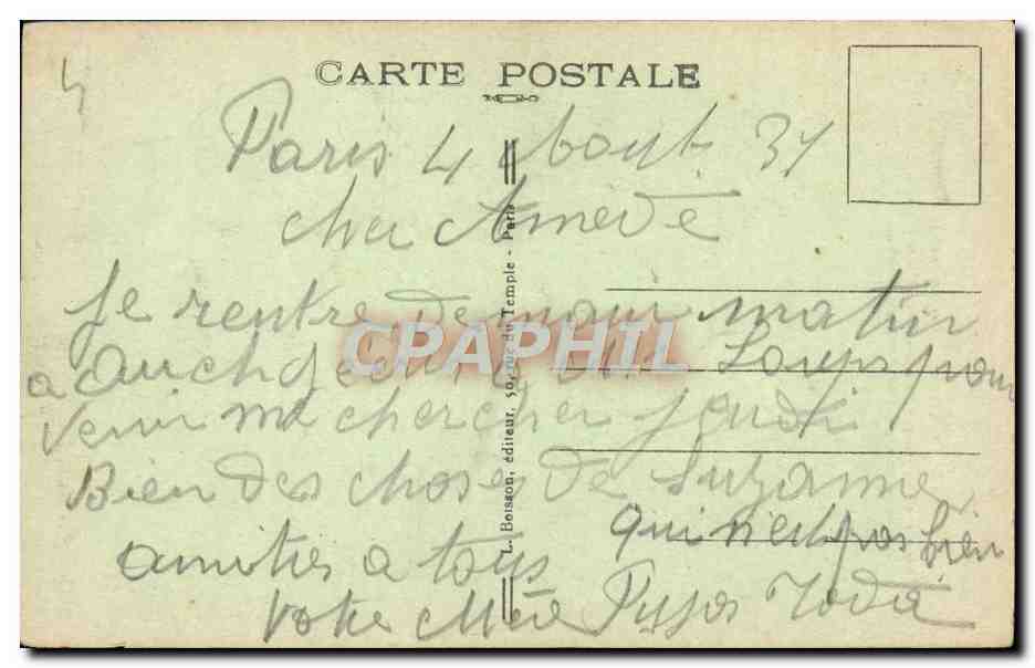 CPA Paris Porte Saint Denis — Verso