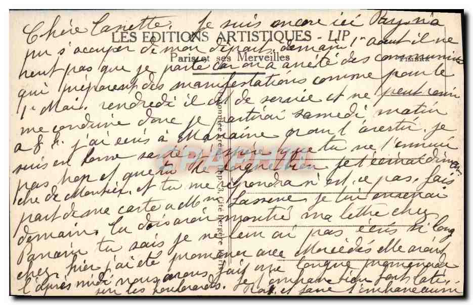 CPA Paris Le Trocadero et le Pont d'Iena — Rückseite