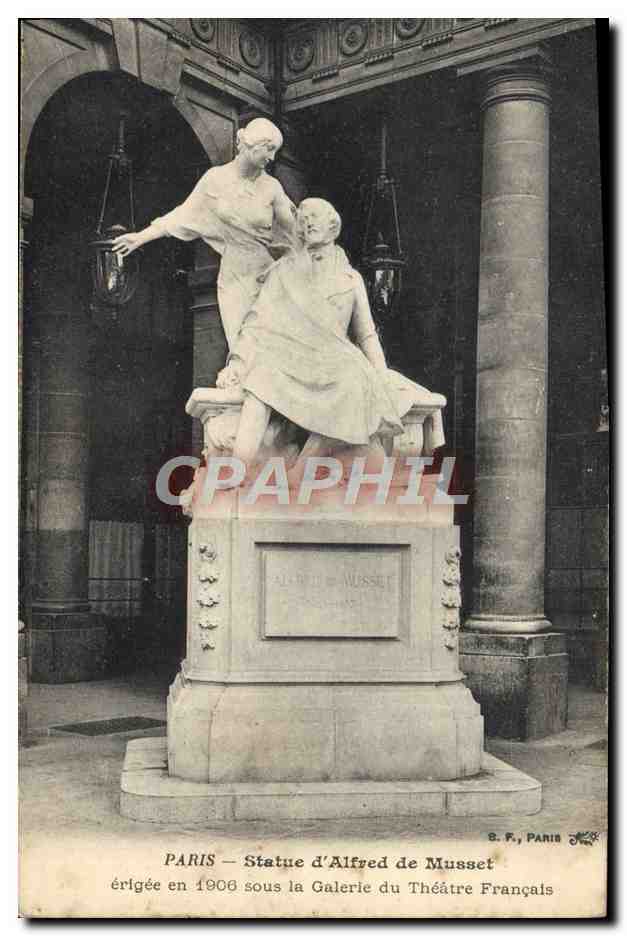 CPA Paris Statue d'Alfred de Musset Theatre Francais