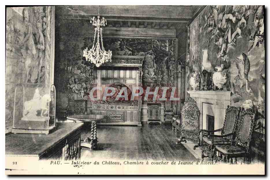 PAU — Intérieur du Château, Chambre à coucher de Jeanne d'Albret — A.B. Phot.