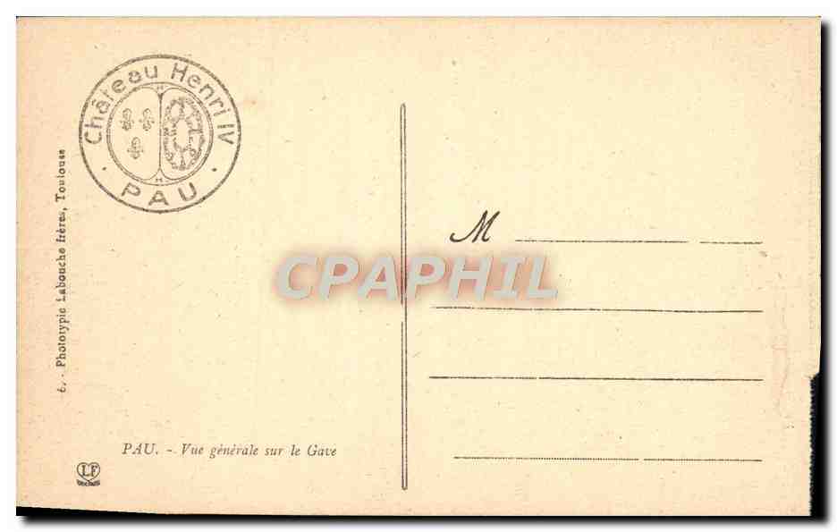 CPA Pau Vue Generale Sur le Gave Peche Pecheur  — Verso