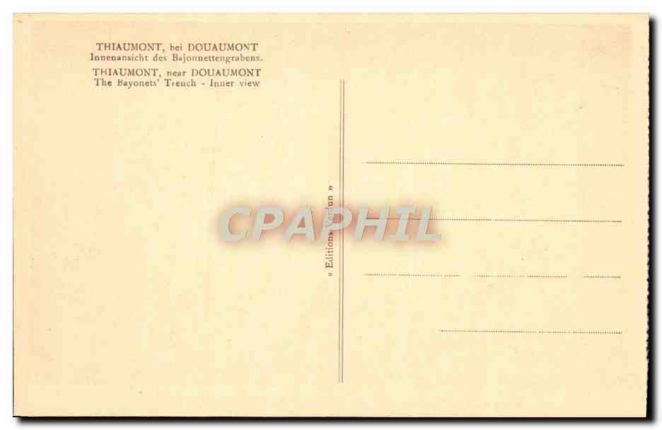 Thiaumont, près Douaumont — La Tranchée des Baïonnettes — Vue intérieure — Édition Varin — Verso