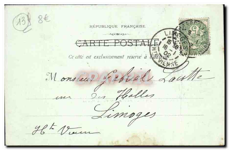 Tarjeta postal antigua Marsella Le Prado Vista de la Playa — Reverso