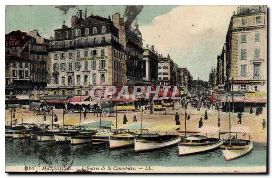CPA Marseille L'entree de la Canebiere Bateaux