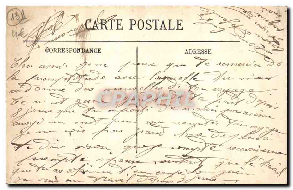 CPA Marseille L'Entree de la Cannebiere — Verso