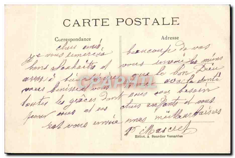 Versailles — Parc du Petit Trianon — La Ferme — Héliot, A. Bourdier — Verso