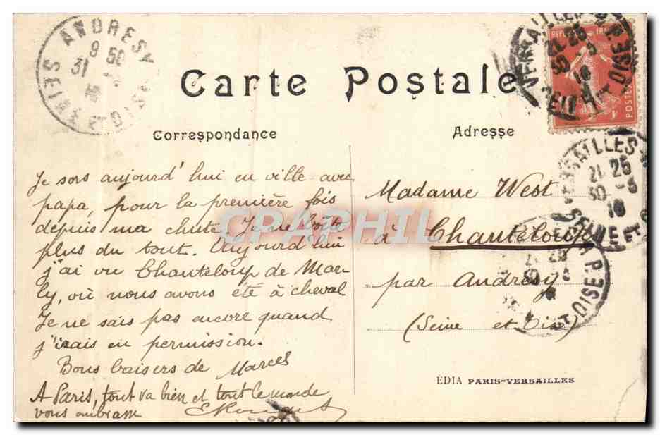 CPA Parc De Versailles Bassins D'Apollon — Verso
