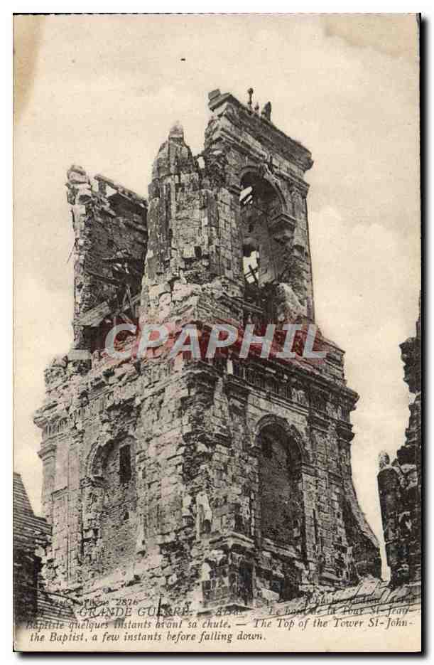 CPA Arras Le haut de la Tour St Jean Baptiste Militaria