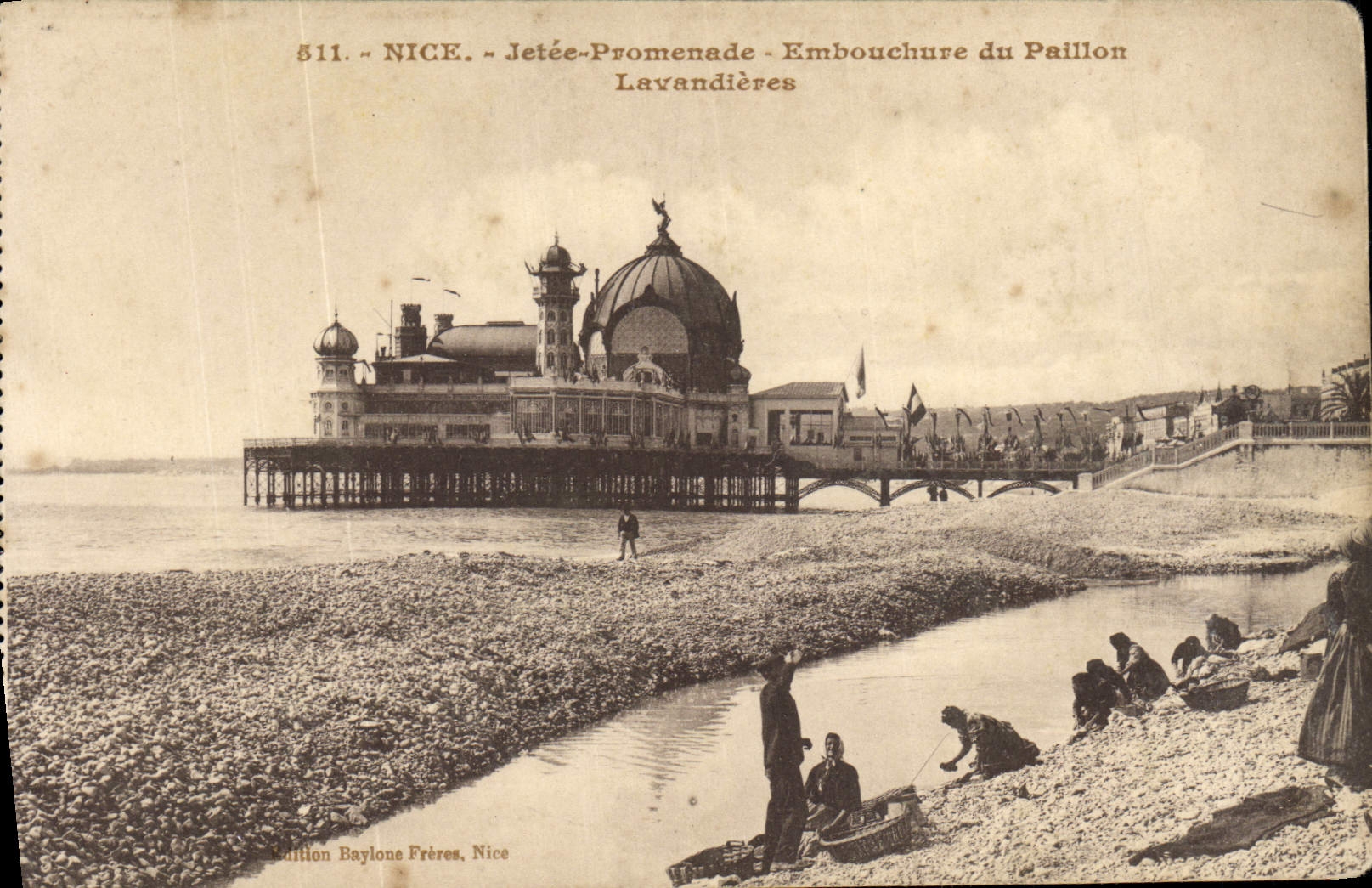 CPA Nice Jetee promenade Embouchure du Paillon Lavandieres 