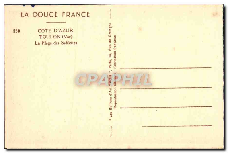 CPA Toulon La Plage des Sablettes — Verso