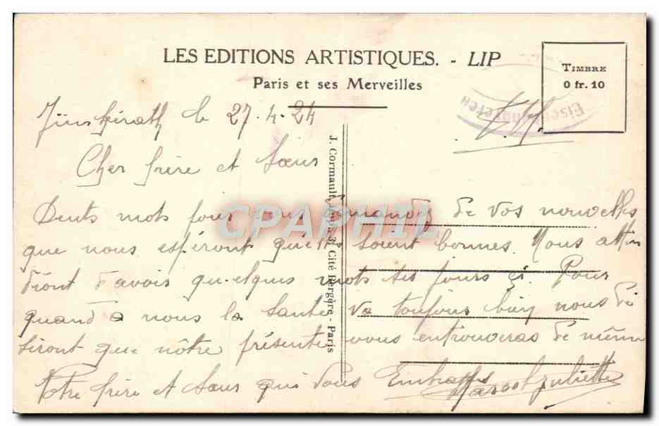 CPA Paris Montmartre Grotte du square St Pierre l'etreinte  — Rückseite