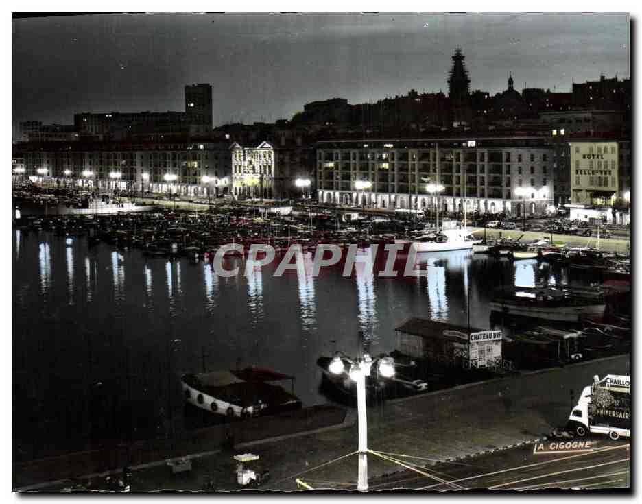CPM Marseille La Nuit Le Quai du Port