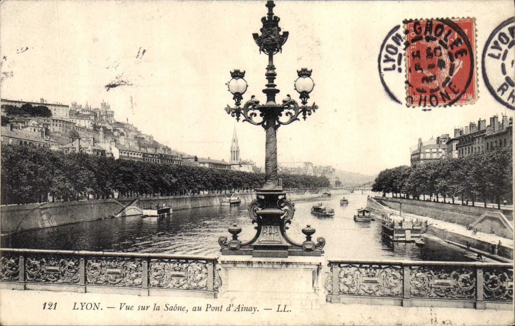LYON. — Vue sur la Saône, au Pont d'Ainay. — LL. — N° 121