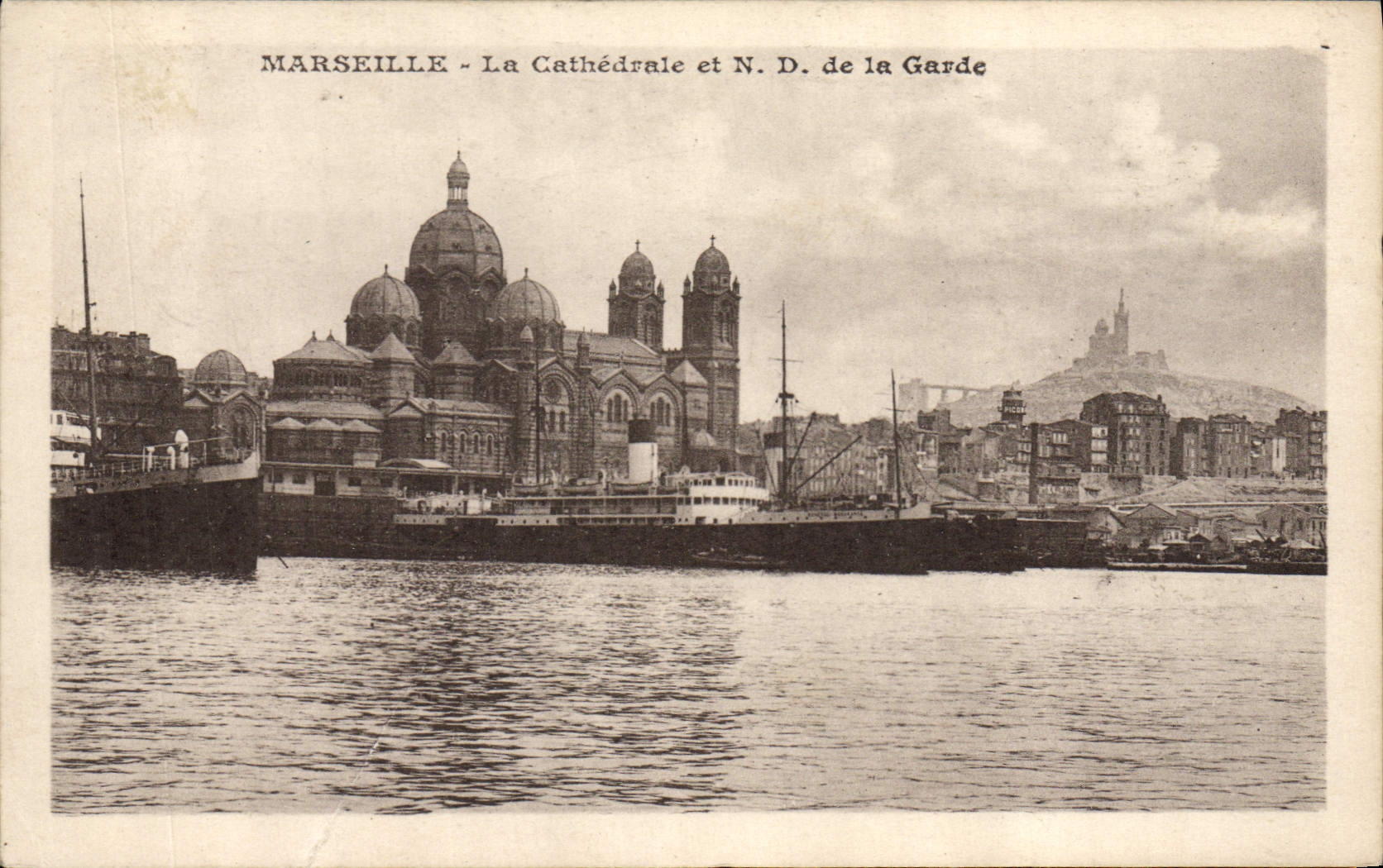 Antieke ansichtkaart Marseille De Kathedraal en Onze Lieve Vrouw van de Wachtpost