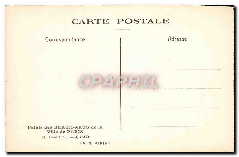CPA Palais Des Beaux Arts De La Ville De Paris Cendrillon Bail — Verso