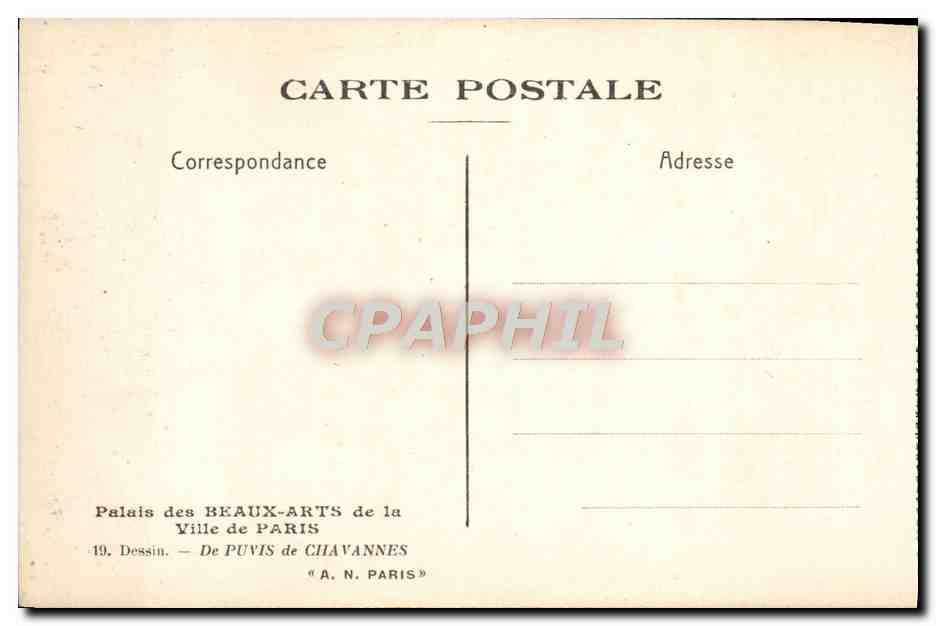 CPA Palais Des Beaux Arts De La Ville De Paris Dessin De Puvis de Chavannes — Rückseite