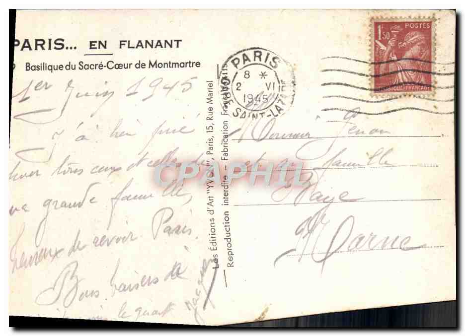 CPA La Basilique Du Sacre Coeur De Montmartre Paris  — Rückseite