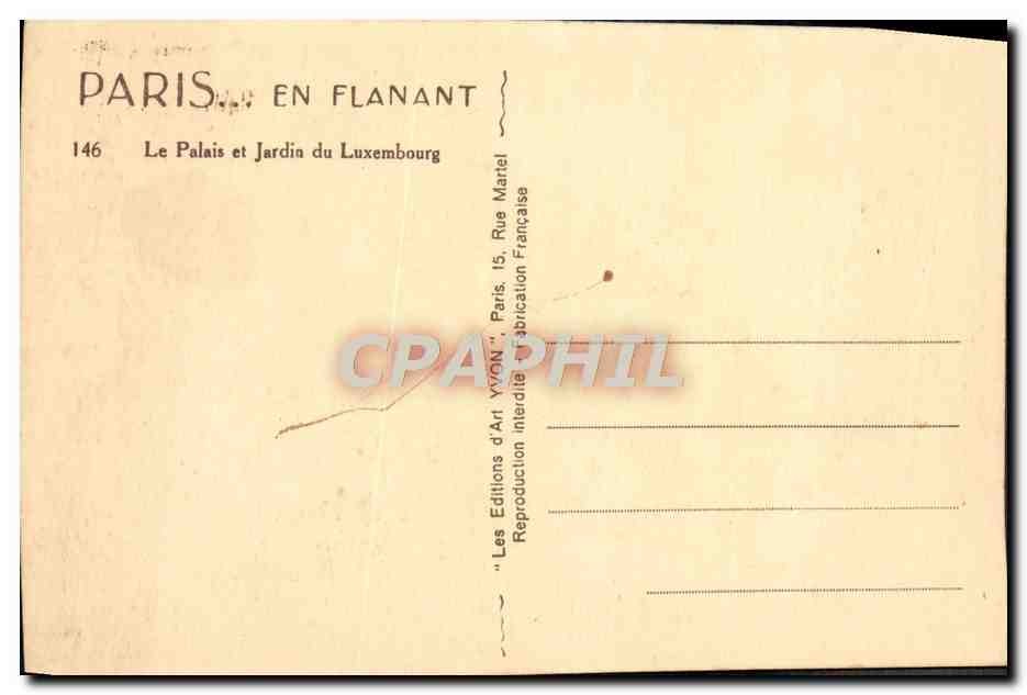 CPA Paris Le Palais Et Jardin Du Luxembourg — Verso