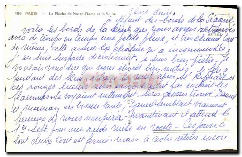 Paris — La Flèche de Notre-Dame et la Seine — Chantal, n°199 — Rückseite